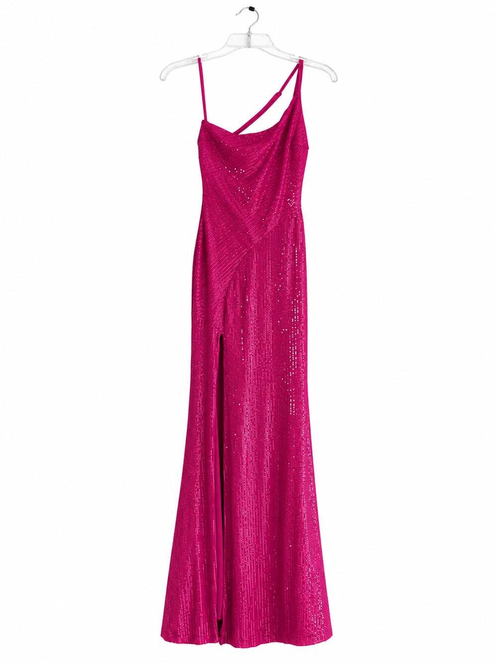 Joysoul Hot Pink Sequin Strappy Homecoming Formal Maxi Dress XS